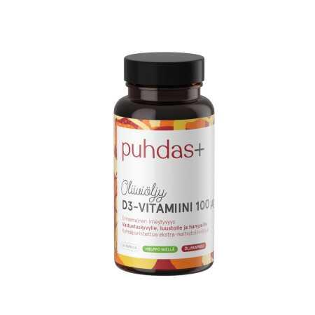 D-vitamiini oliiviöljyssä, 100ug, 60 kaps