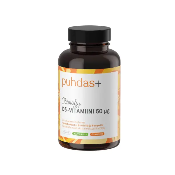 D-vitamiini oliiviöljyssä, 50ug, 120 kaps