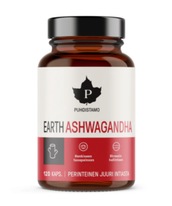 Puhdistamo EARTH Ashwagandha Luomu 120 kaps purkki