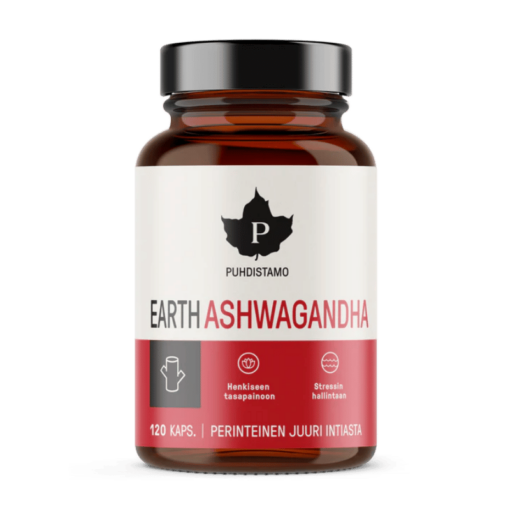 Puhdistamo EARTH Ashwagandha Luomu 120 kaps purkki