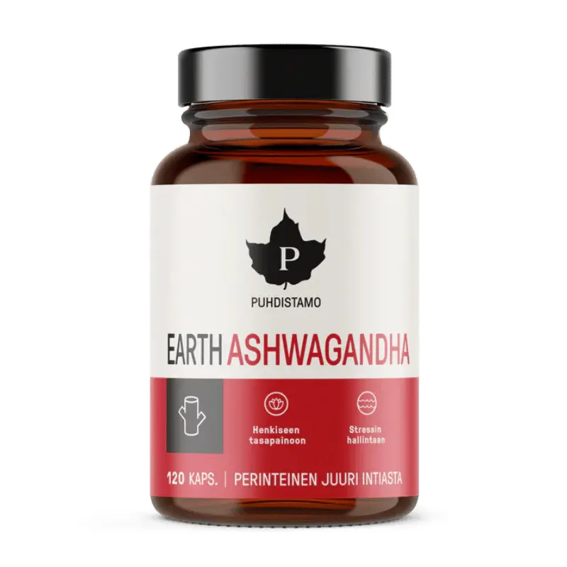 Puhdistamo EARTH Ashwagandha Luomu 120 kaps purkki