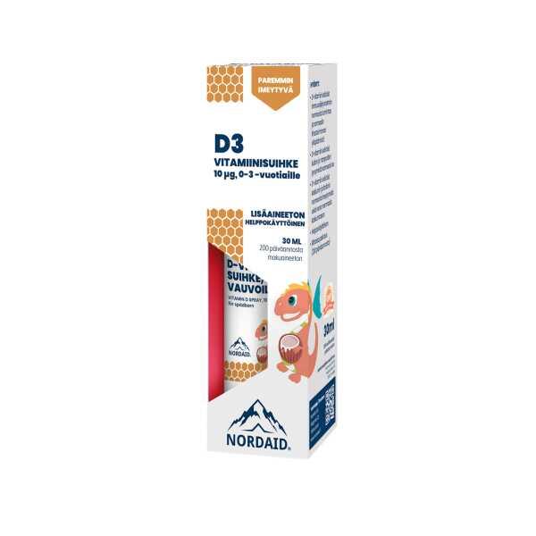 Nordaid 10 mcg D-vitamiinisuihke vauvoille 30 ml