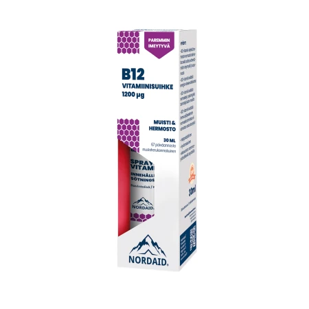 Nordaid B12-vitamiinisuihke spray pullo 30 ml